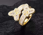 Baguette Moissanite Adjustable Butterfly Ring
